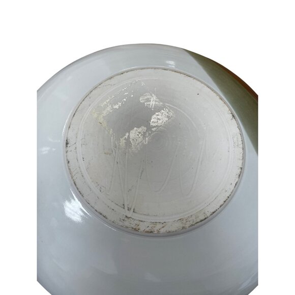 Studio Pottery Abstract White Brown Stoneware Serving Bowl 11.5"x2.5" SKU 9315 - Picture 8 of 10